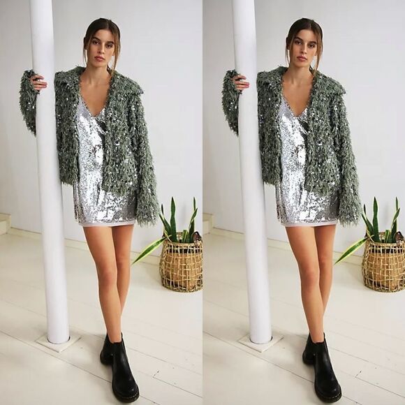 FREE People Camilla Sequin Feather Jacket - Picture 1 of 8